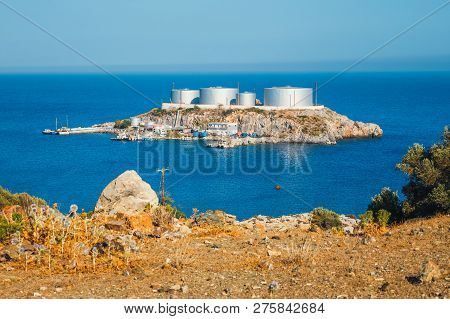 A Major Oil Storage And Terminal Facility, Located On The Small Island Of Aghios Pavlos, Saint Paul,