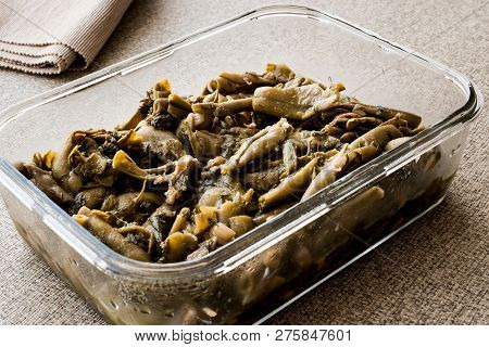 Turkish Food Broad Beans (bakla) With Olive Oil In Glass Bowl. Organic Food