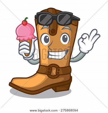 With Ice Cream Cowboy Boots Isolated In The Mascot