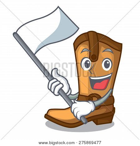 With Flag Leather Cowboy Boots Shape Cartoon Funny