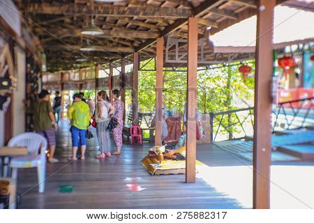 Chonburi/thailand - June 17 2017:unacquainted Thai People Walking In Pattaya Floating Market.chonbur