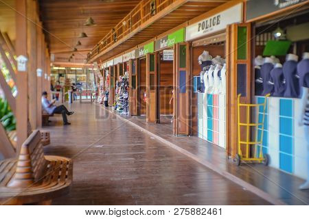 Chonburi/thailand - June 17 2017:unacquainted Thai People Walking In Pattaya Floating Market.chonbur