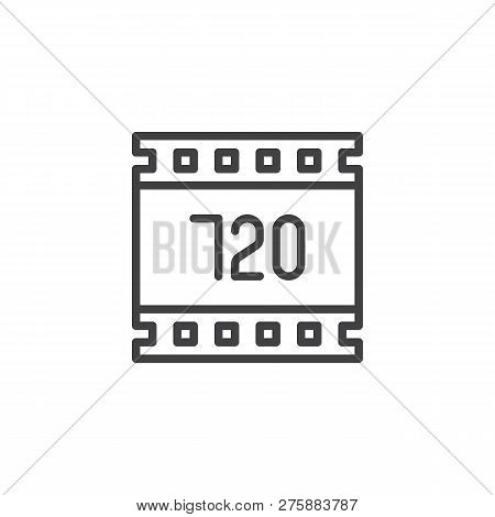 720 Pixels Resolution Outline Icon. Linear Style Sign For Mobile Concept And Web Design. Hd 720 Pixe