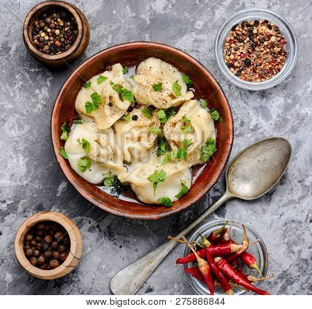 Ukrainian Pelmeni On Plate