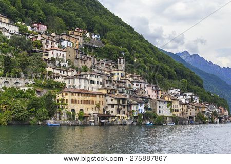 Lugano, Switzerland - May 12, 2018: Gandria Is A City Suburb That Is Located On The Picturesque Slop