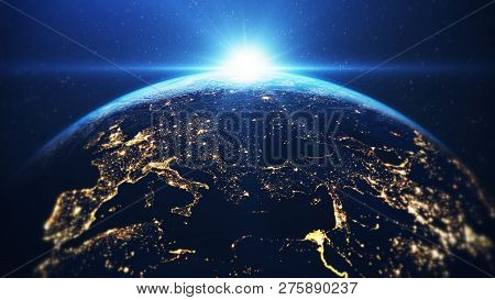 Sunrise Above Planet Earth Senn From Space