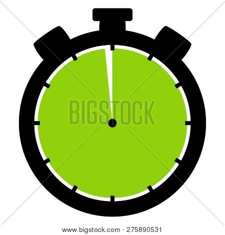 Isolated Stopwatch Icon Black Green Shows 59 Seconds Or 59 Minutes