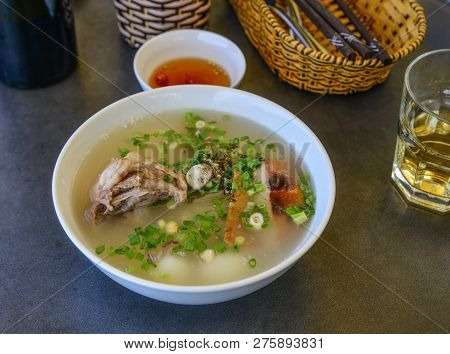 Vietnamese Rice Noodle Soup (vietnamese Is Hu Tieu Nam Vang), Popular Street Food In Southern Vietna