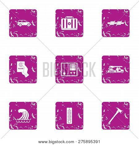 Rectify Icons Set. Grunge Set Of 9 Rectify Icons For Web Isolated On White Background