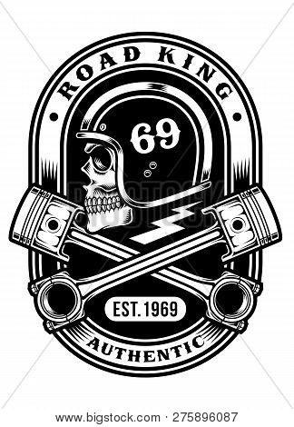 Biker Skull With Crossed Pistons T-shirt Graphic Design