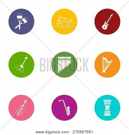 Musical Collective Icons Set. Flat Set Of 9 Musical Collective Icons For Web Isolated On White Backg