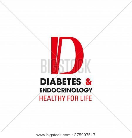 Vector Sign Concept Of Diabetes And Endocrinology, Healthy For Life. Symbol Of Treatment Of Diabetes