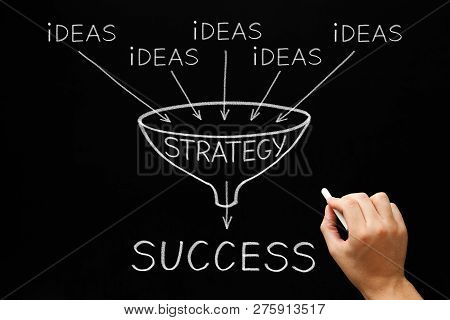 Hand Drawing Funnel Concept About Steps From Idea Generation To Successful Implementation With White