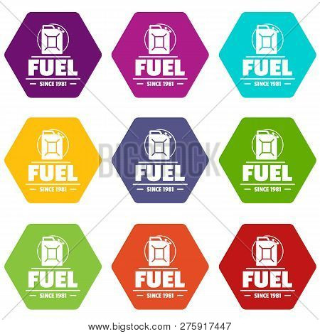 Canister Icons 9 Set Coloful Isolated On White For Web