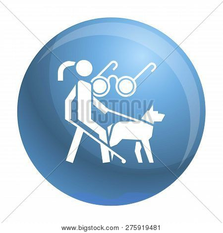 Woman Blind Dog Guide Icon. Simple Illustration Of Woman Blind Dog Guide Icon For Web Design Isolate
