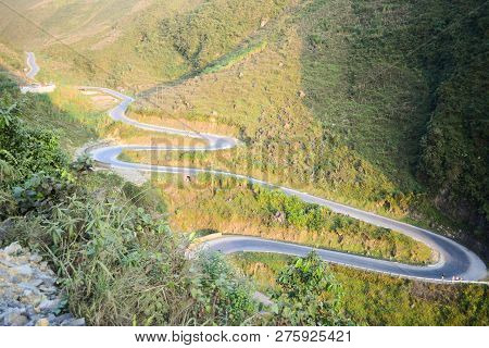 Amazing Mountain Pass Road Called Nine Ramps Or Doc Chin Khoanh In Vietnamese Near Dong Van Karst Ge