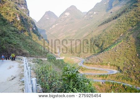 Amazing Mountain Pass Road Called Nine Ramps Or Doc Chin Khoanh In Vietnamese Near Dong Van Karst Ge