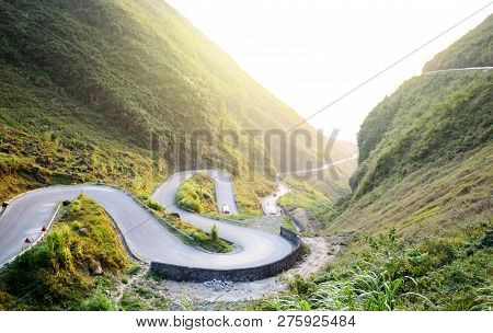 Amazing Mountain Pass Road Called Nine Ramps Or Doc Chin Khoanh In Vietnamese Near Dong Van Karst Ge