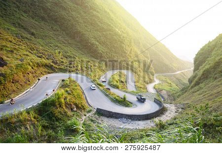 Amazing Mountain Pass Road Called Nine Ramps Or Doc Chin Khoanh In Vietnamese Near Dong Van Karst Ge