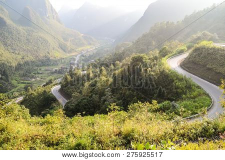 Amazing Mountain Pass Road Called Nine Ramps Or Doc Chin Khoanh In Vietnamese Near Dong Van Karst Ge