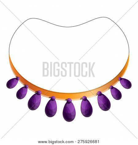Purple Necklace Icon. Cartoon Of Purple Necklace Icon For Web Design Isolated On White Background
