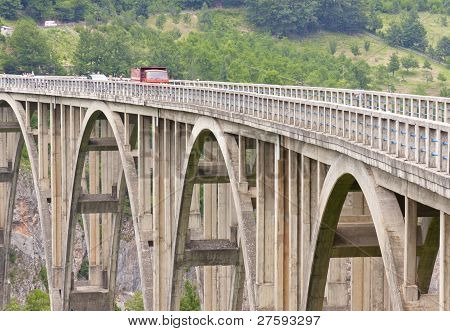 Bridge On Tara River In Durdevica, Montenegro.