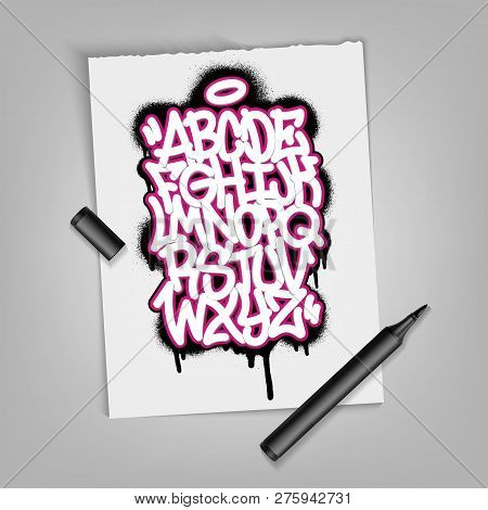 Handwritten Graffiti Alphabet. Artistic Typography Collection. Custom Vector Calligraphy Set