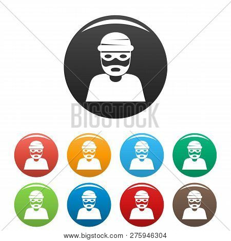Thief Icons Set 9 Color Isolated On White For Any Design