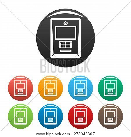 Atm Icons Set 9 Color Isolated On White For Any Design