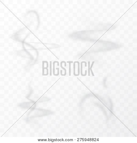 White Realistic  Smoke Isolated On Transpatent Background. Steam Waves For Hot Food And Drink. Fog O