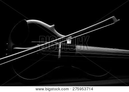 Electronic Violin Close Up On A Black Background