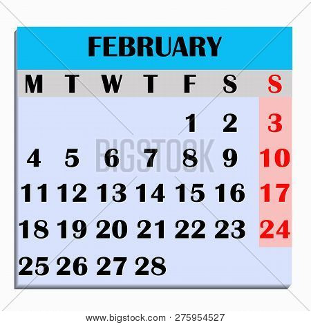 Calendar Design Month February 2019. Year 2019 Calendar. Simple Design For Calendar 2019. Calendar F