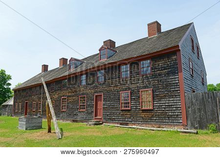 Fort Western Is A Former British Colonial Outpost On The Kennebec River In Augusta, Maine, Usa.