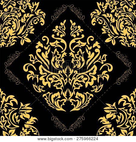 Seamless Floral Damascus Wallpaper Pattern. Vector Illustration.