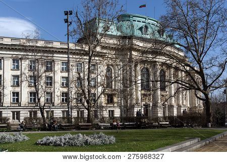Sofia, Bulgaria - March 17, 2018: Facade Of University Of Sofia St. Kliment Ohridski, Bulgaria