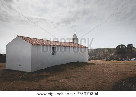 La Meule, France - September 18, 2018: Tourists Visiting The Surroundings Of La Meule Chapel Near Th