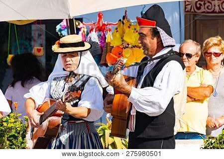 Lanzarote, Dec 15, 2018 - Traditional Dresst People At A Folklore Show In The Old Town Of Teguise On