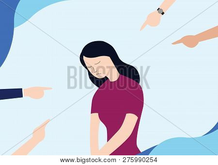 Sad Women Get Blame With Hand Other Pointing At Her Vector Illustration