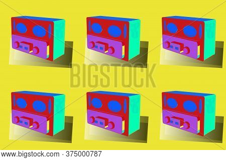 Draught On Green, Red And Yellow Versicolours. 1950s Style. 3d. Old Radio Isolated On Background. Ra