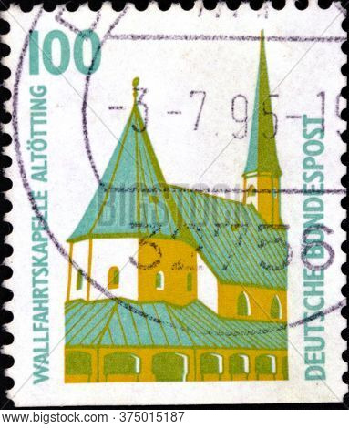 02 08 2020 Divnoe Stavropol Krai Russia The Postage Stamp Germany 1989 Sightseeings Pilgrimage Chape