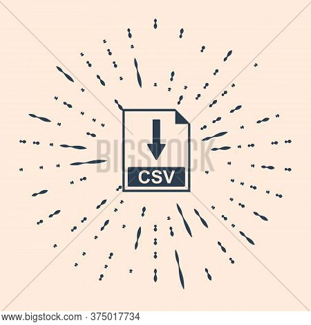 Black Csv File Document Icon. Download Csv Button Icon Isolated On Beige Background. Abstract Circle