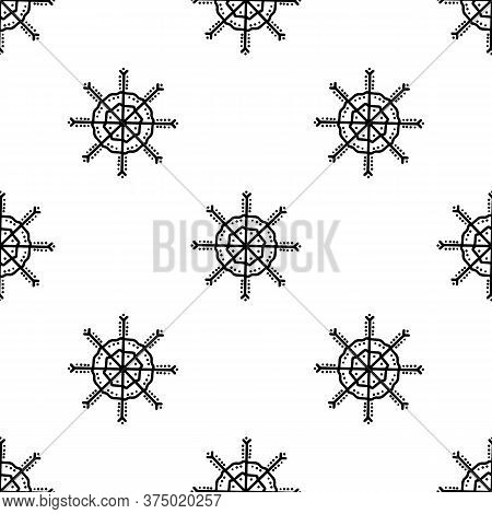 Seamless Pattern Made From Doodle Abstract Snowflakes. Isolated On White Background. Vector Stock Il