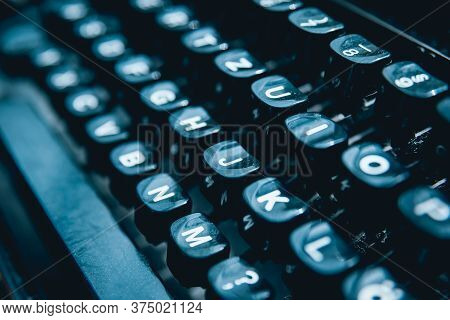 Old Vintage Typewriter. Keys Clouseup Background. Abstract