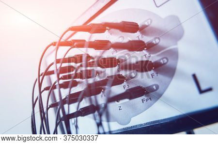 Encephalogramm Euipment With Electrodes. At The Hospital