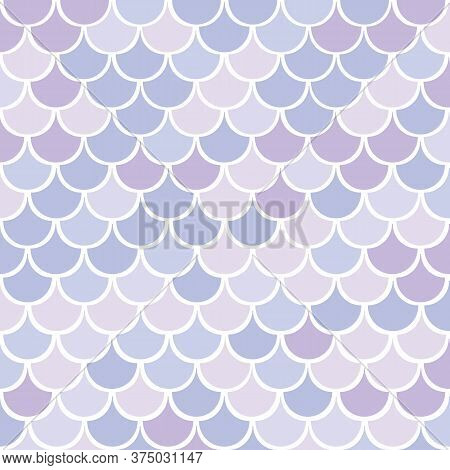 Vector Shades Of Purple Multicolor Mermaid Fish Scale Seamless Pattern Background. Perfect For Packa