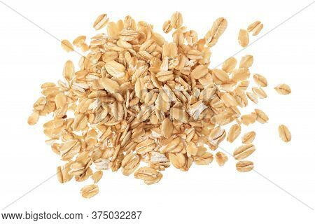 Oat Flakes Isolated On White Background. Top View
