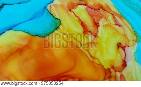 Alcohol Ink Art. Chinese Ink Painting. Light Tones Marble Slab Design. White Grunge Drywall Mud Art.