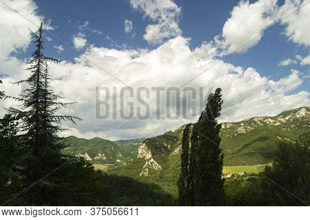 Panoramic View Of The Scenic Reno River Valley, In The Apennine Mountains, Near Bologna, Emilia Roma