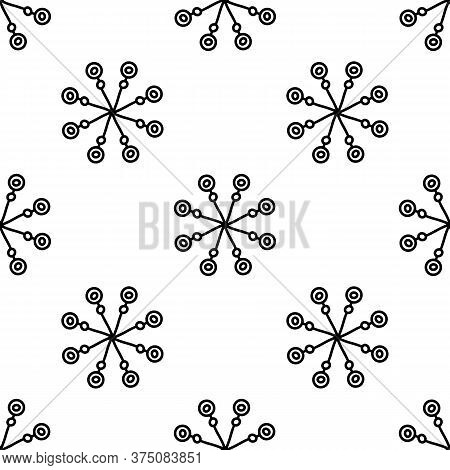 Seamless Pattern Made From Doodle Abstract Snowflakes. Isolated On White Background. Vector Stock Il