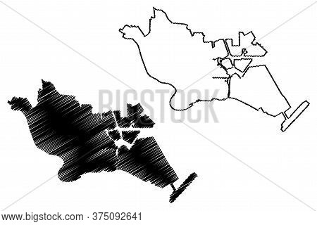 Ota City (state Of Japan, Island Country, Tokyo Prefecture) Map Vector Illustration, Scribble Sketch